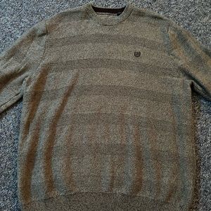 Chaps Mens Sweater Brown Striped Long Sleeve Crewneck Size Large